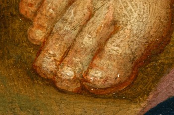 Fuß in Vergrößerung mit Patina Fuß in Vergrößerung mit Patina