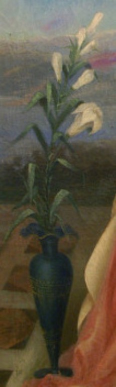 Amphore mit Lilien u. Unterzeichnung siehe unten Amphore mit Lilien u. Unterzeichnung siehe unten